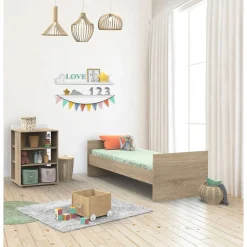 Sauthon                    Lit combiné évolutif Nova    Chêne Doré - Blanc Lin            60x120 cm