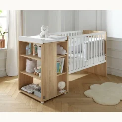 Sauthon                    Lit combiné évolutif Nova    Chêne Doré - Blanc Lin            60x120 cm