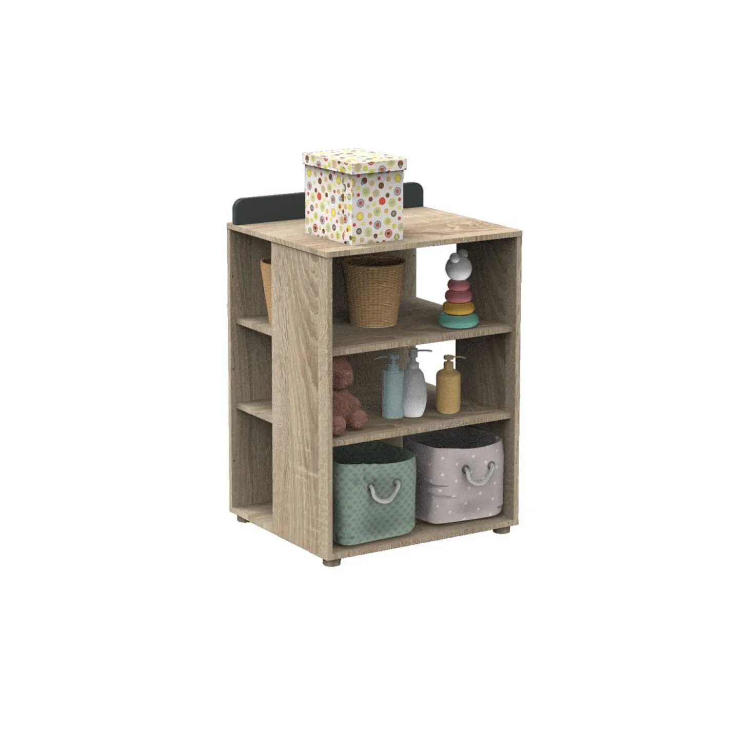 Sauthon Lit combiné évolutif Nova Chêne Doré - Gris Volcan 60x120 cm