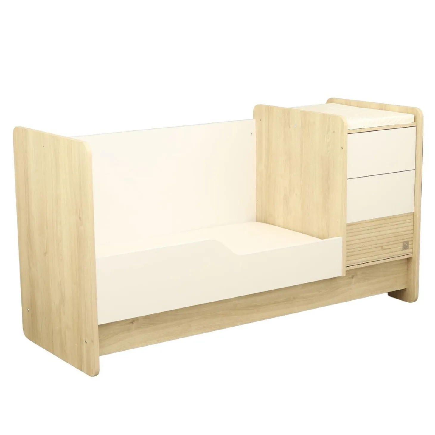 Sauthon Lit combiné évolutif Paloma Chêne Sépia/Blanc Neige/Chêne Strié Sépia 70x140 cm
