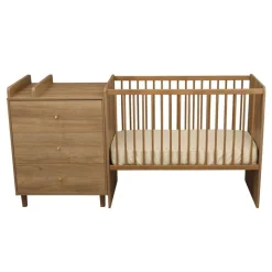Sauthon Lit Combiné évolutif réversible Mokka Chêne Mokka /Chêne Foncé 60x120 cm / 90x190 cm