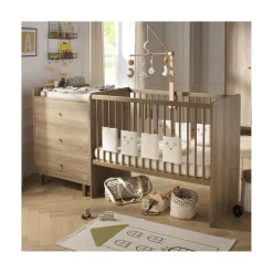 Sauthon Lit Combiné évolutif réversible Mokka Chêne Mokka /Chêne Foncé 60x120 cm / 90x190 cm