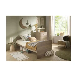 Sauthon Lit Combiné évolutif réversible Mokka Chêne Mokka /Chêne Foncé 60x120 cm / 90x190 cm