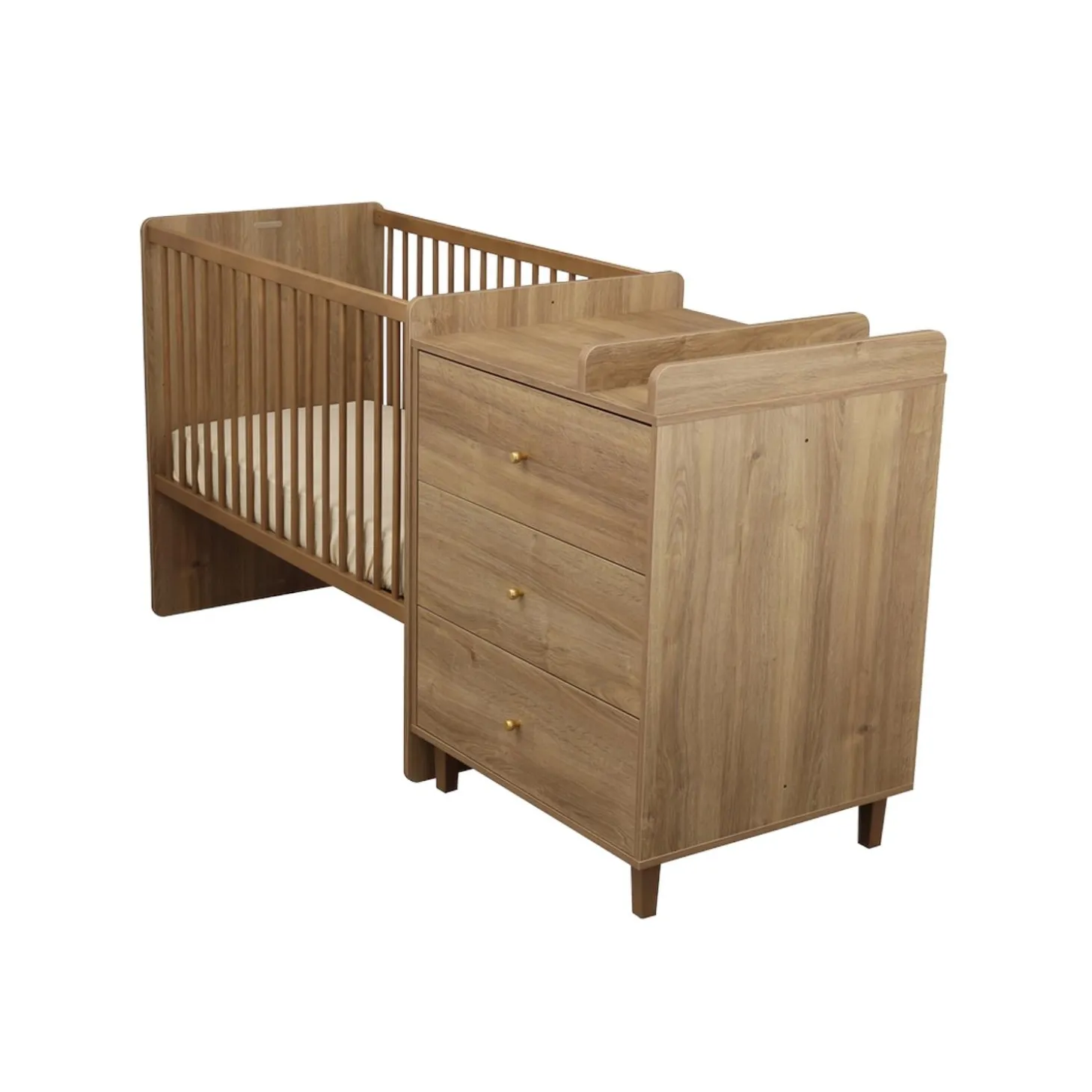 Sauthon Lit Combiné évolutif réversible Mokka Chêne Mokka /Chêne Foncé 60x120 cm / 90x190 cm
