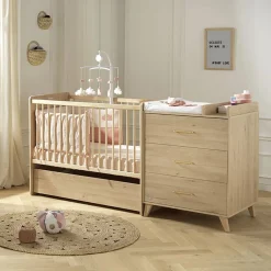 Sauthon                    Lit Combiné évolutif réversible Arty    Chêne Suave/Hêtre Vernis Naturel            60x120 cm / 90x190 cm