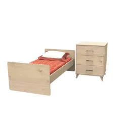 Sauthon                    Lit Combiné évolutif réversible Arty    Chêne Suave/Hêtre Vernis Naturel            60x120 cm / 90x190 cm