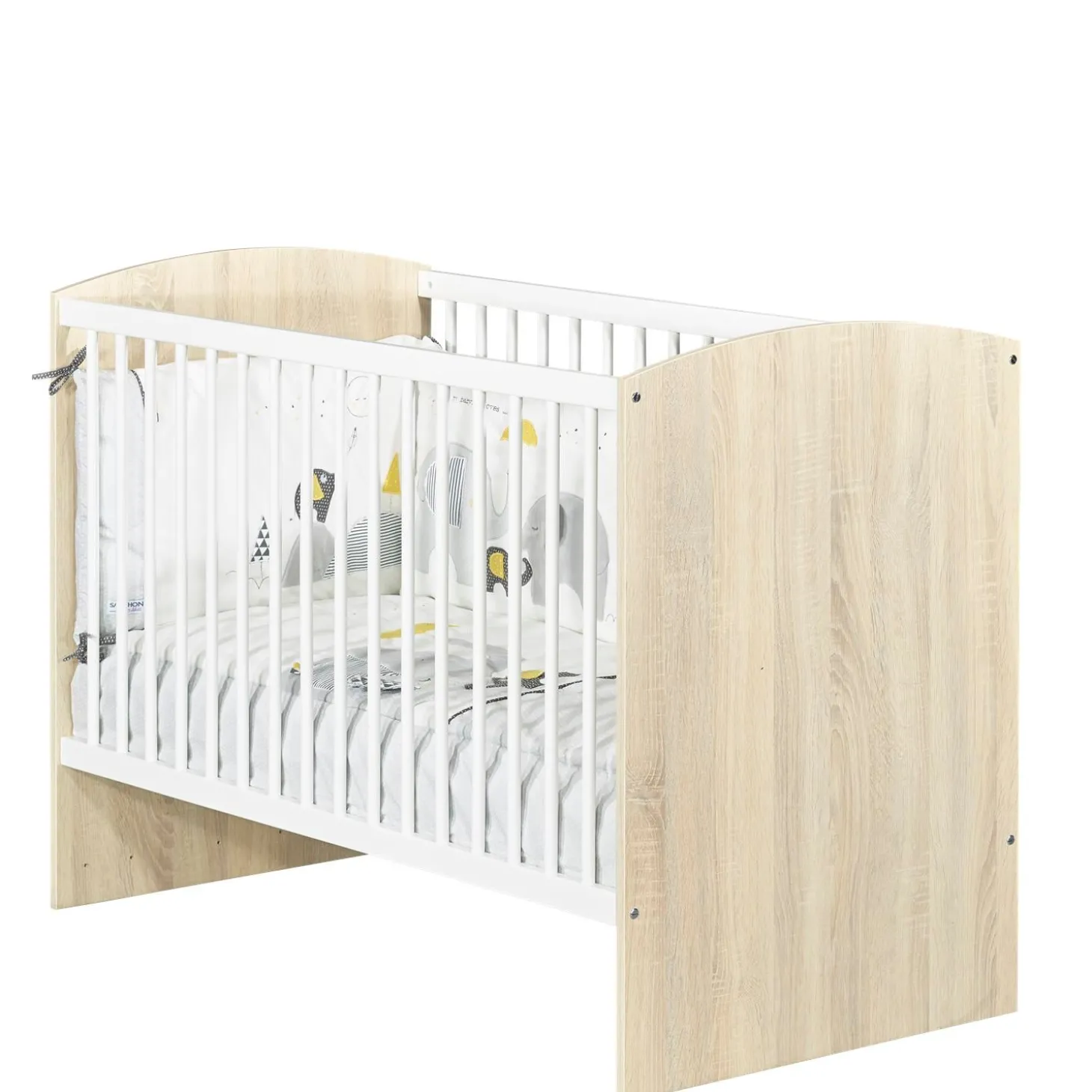 Sauthon Lit Liaam Chêne Sand / Blanc 60x120 cm