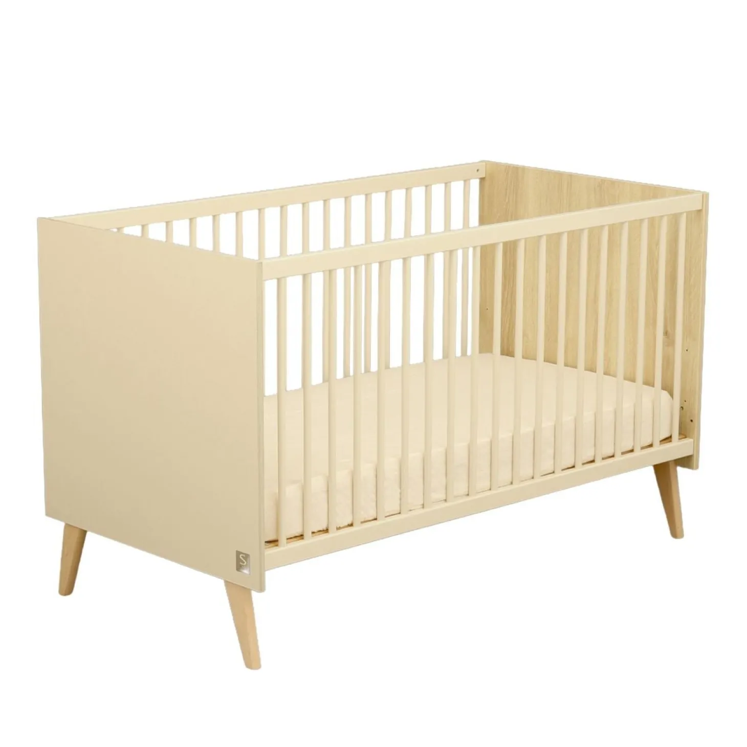 Sauthon Lit Little big bed Mélinée Crème/Chêne Sépia/Hêtre Vernis 70x140 cm