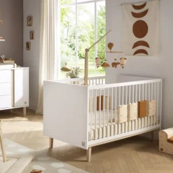 Sauthon                    Lit Little big bed Paloma    Blanc Neige/Chêne Strié Sépia/Hêtre Vernis            70x140 cm
