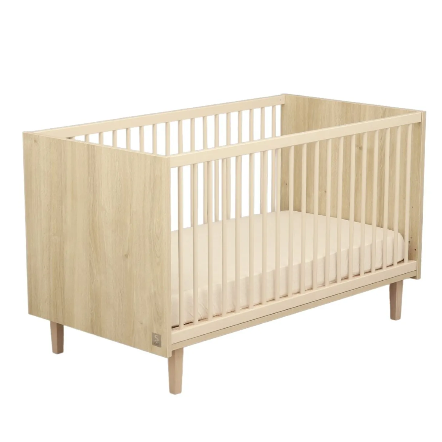 Sauthon Lit little big bed Paloma bois Chêne Sépia/Beige Ficelle/Chêne Strié Sépia/Hêtre Vernis 70x140 cm