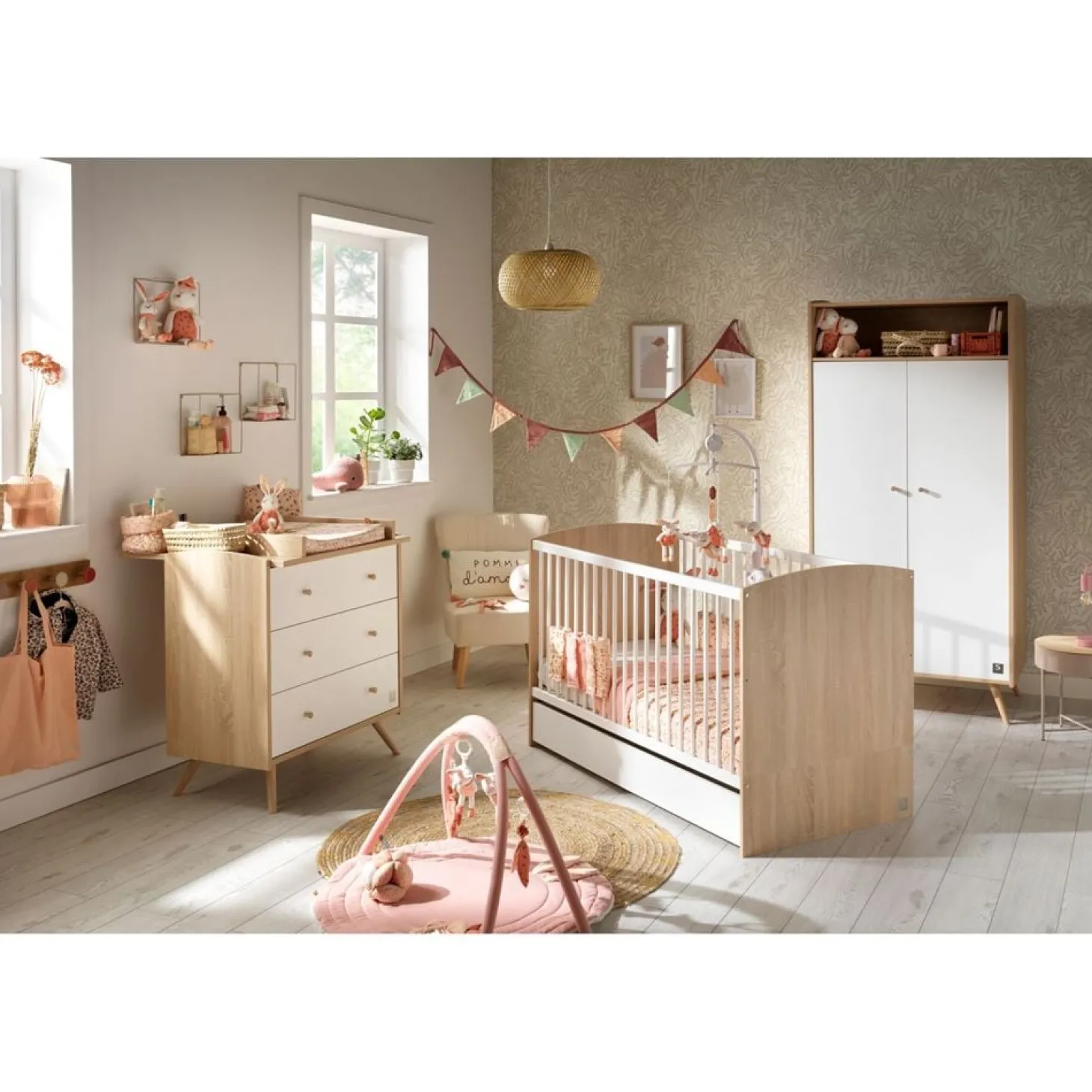 Sauthon Little big bed Access Chêne Doré - Blanc 70x140 cm
