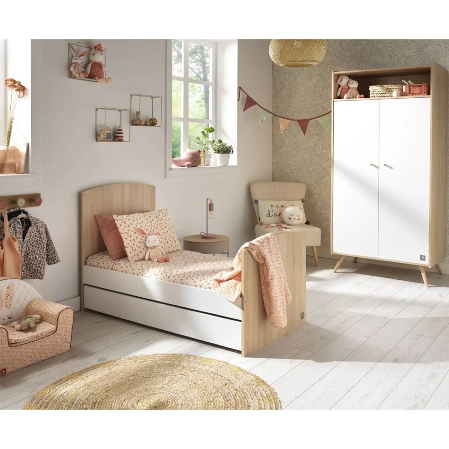 Sauthon Little big bed Access Chêne Doré - Blanc 70x140 cm