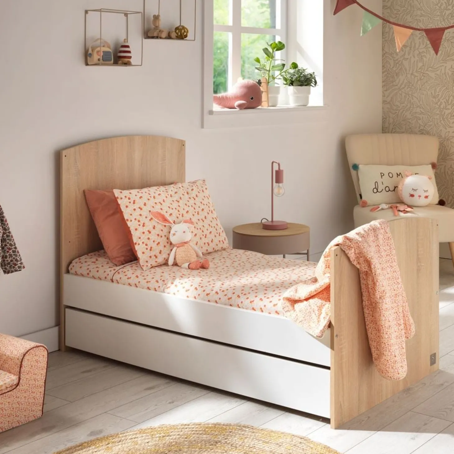 Sauthon Little big bed Access Chêne Doré - Blanc 70x140 cm