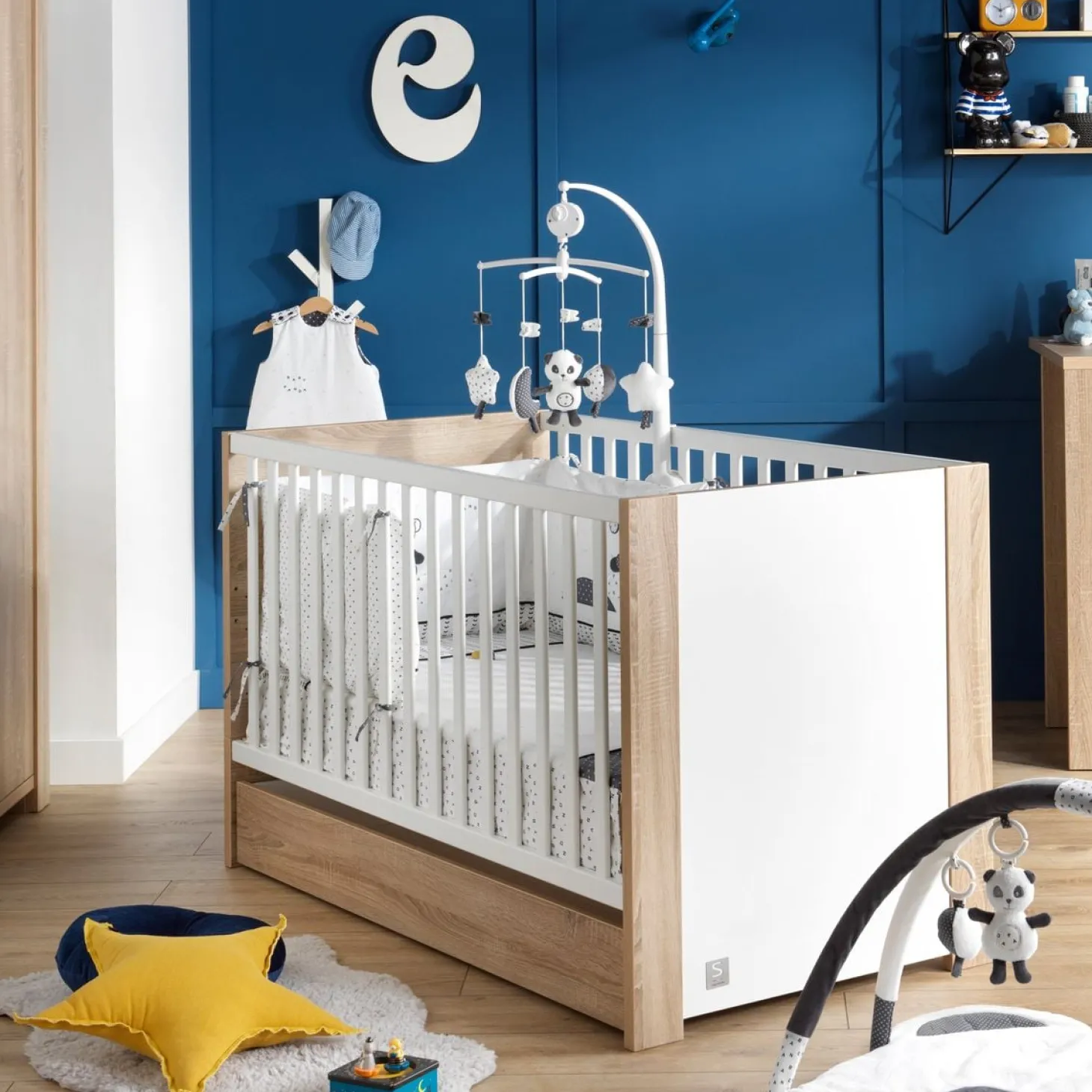 Sauthon Little big bed Antonin Chêne Noisette Et Blanc 70x140 cm