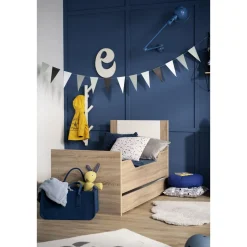 Sauthon Little big bed Antonin Chêne Noisette Et Blanc 70x140 cm
