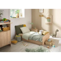 Sauthon                    Little big bed Azur    Chêne Doré - Hêtre Vernis Naturel - Hêtre Brut            70x140 cm