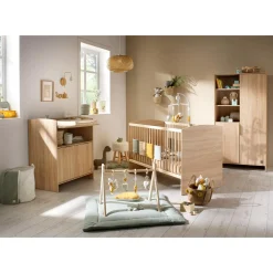Sauthon                    Little big bed Azur    Chêne Doré - Hêtre Vernis Naturel - Hêtre Brut            70x140 cm