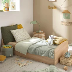 Sauthon                    Little big bed Azur    Chêne Doré - Hêtre Vernis Naturel - Hêtre Brut            70x140 cm