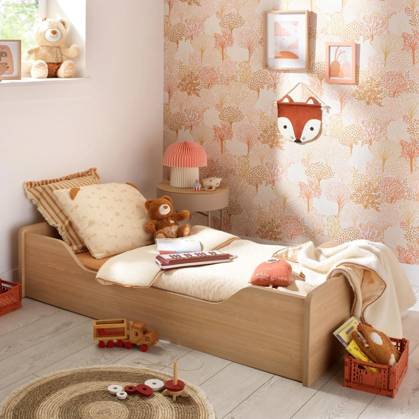 Sauthon Little big bed cannelle Chêne Miel - Hêtre Vernis Naturel 70x140 cm