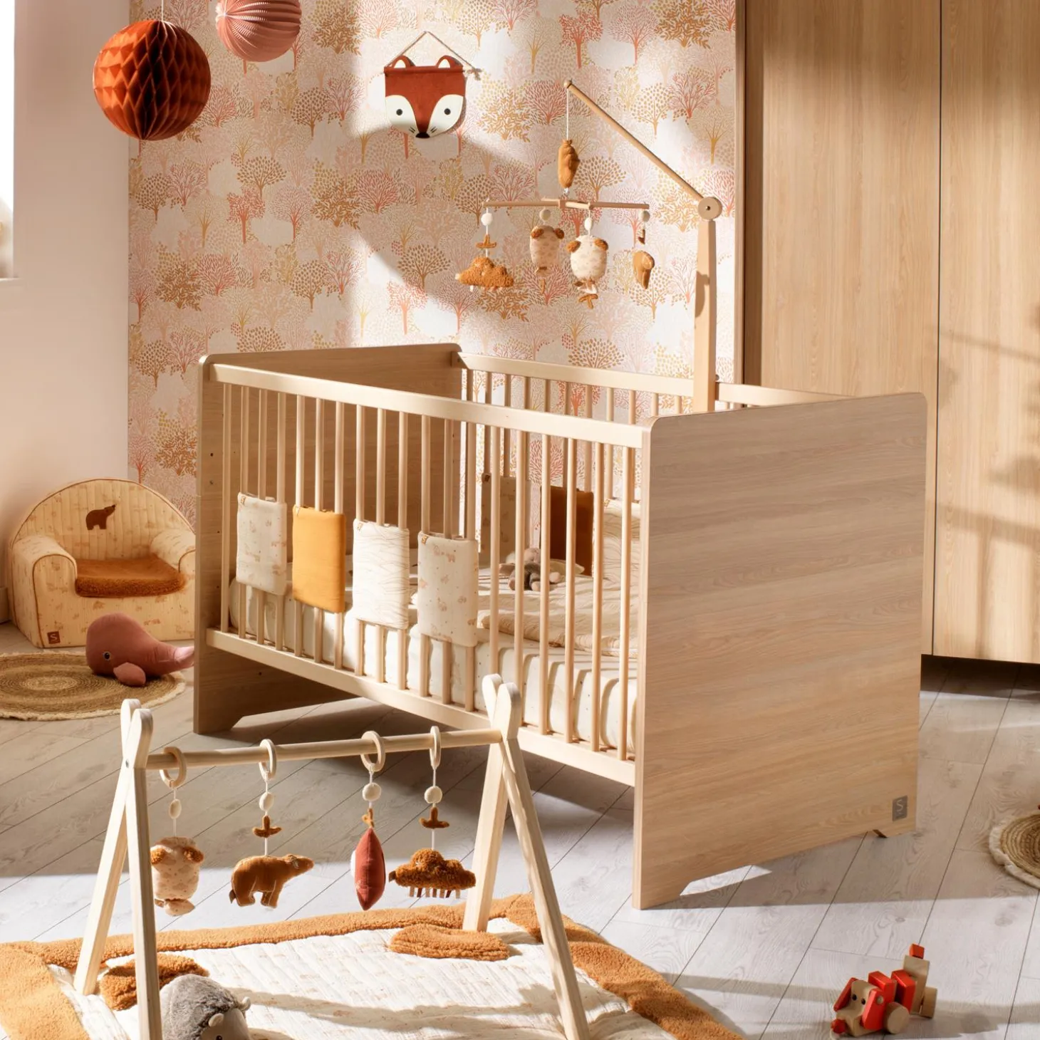 Sauthon Little big bed cannelle Chêne Miel - Hêtre Vernis Naturel 70x140 cm