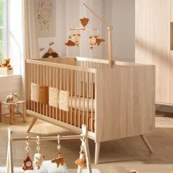 Sauthon Little big bed Seventies Chêne Doré - Hêtre Vernis Naturel 70x140 cm