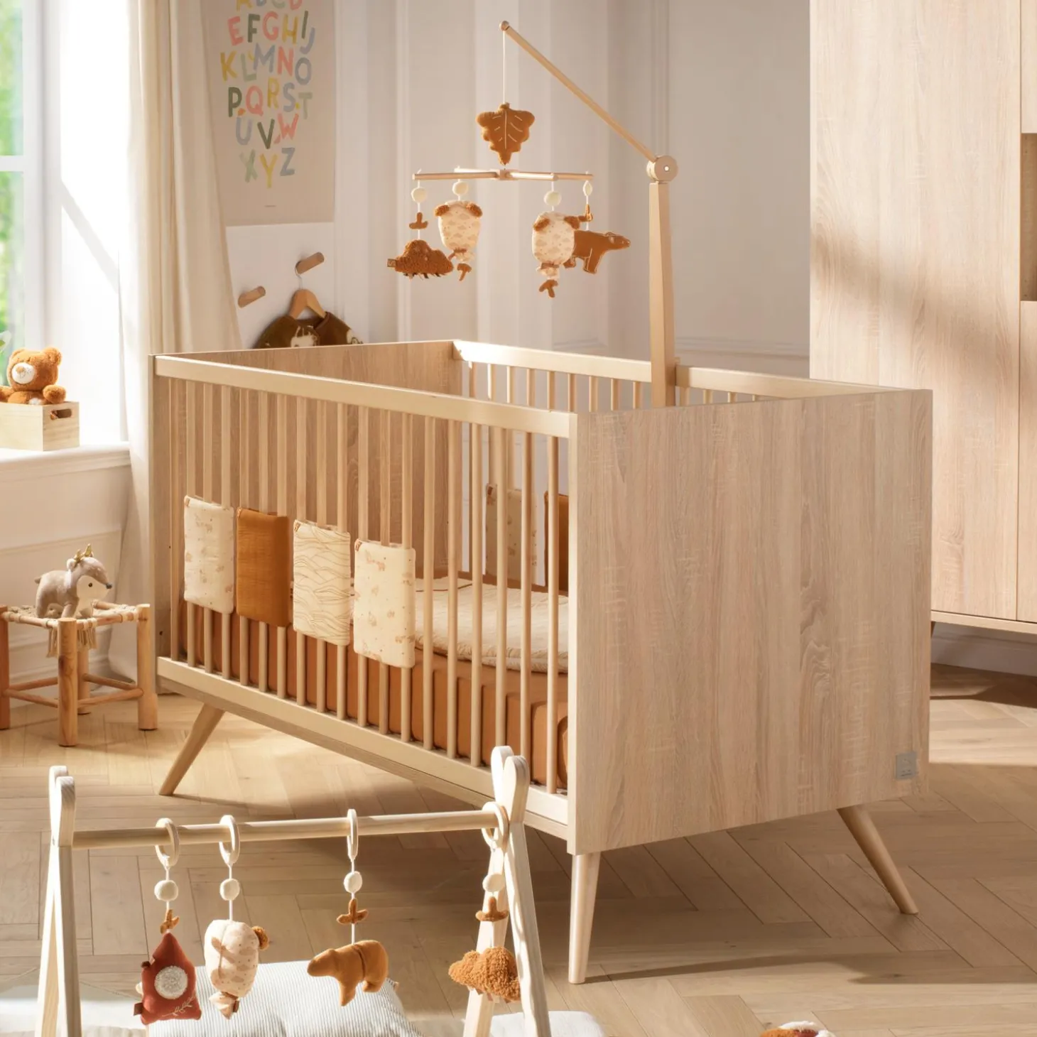 Sauthon Little big bed Seventies Chêne Doré - Hêtre Vernis Naturel 70x140 cm