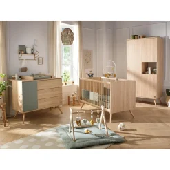 Sauthon Little big bed Seventies Chêne Doré - Hêtre Vernis Naturel 70x140 cm