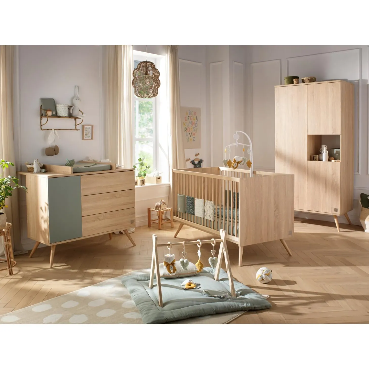 Sauthon Little big bed Seventies Chêne Doré - Hêtre Vernis Naturel 70x140 cm