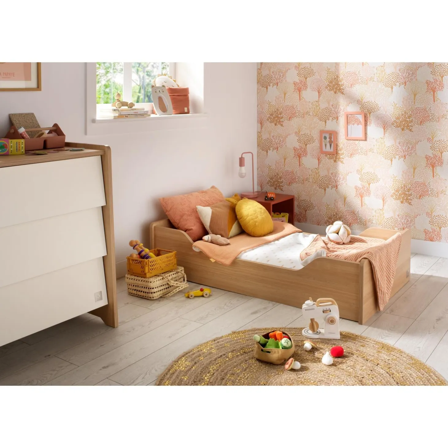Sauthon Little big bed vanille Chêne Miel - Meringue 70x140 cm