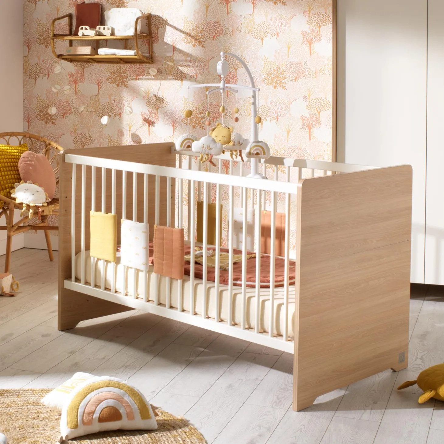 Sauthon Little big bed vanille Chêne Miel - Meringue 70x140 cm
