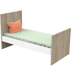 Sauthon LITTLE BIG BED 140 x 70 ROSE Chêne Doré - Blanc Lin 70x140 cm
