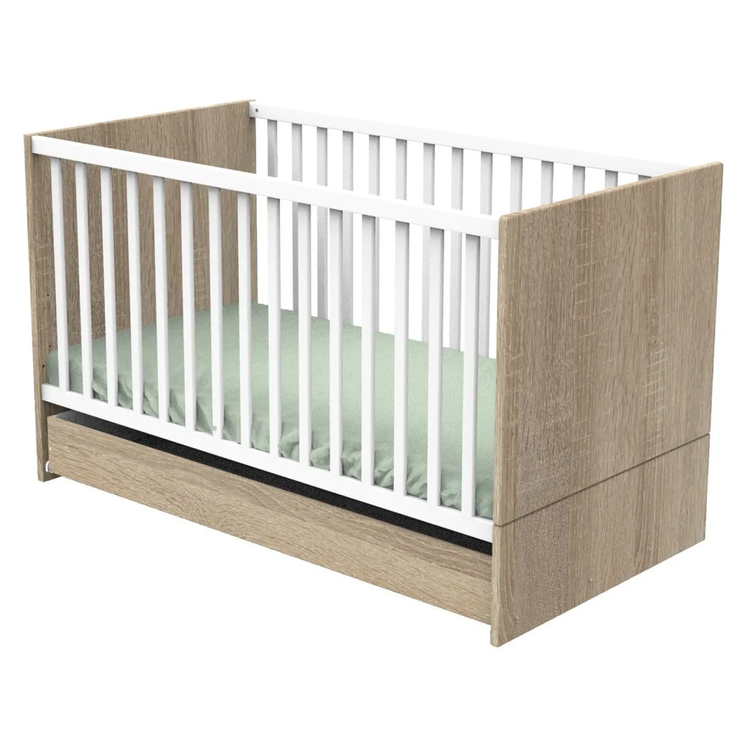 Sauthon LITTLE BIG BED 140 x 70 ROSE Chêne Doré - Blanc Lin 70x140 cm