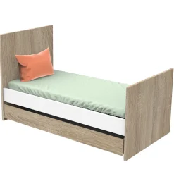 Sauthon LITTLE BIG BED 140 x 70 ROSE Chêne Doré - Blanc Lin 70x140 cm
