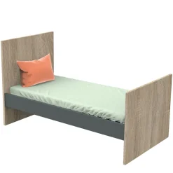 Sauthon                    LITTLE BIG BED 140 x 70 ROSE    Chêne Doré - Gris Volcan            70x140 cm
