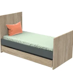 Sauthon                    LITTLE BIG BED 140 x 70 ROSE    Chêne Doré - Gris Volcan            70x140 cm