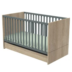 Sauthon                    LITTLE BIG BED 140 x 70 ROSE    Chêne Doré - Gris Volcan            70x140 cm