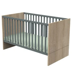 Sauthon                    LITTLE BIG BED 140 x 70 ROSE    Chêne Doré - Gris Volcan            70x140 cm