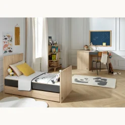 Sauthon                    LITTLE BIG BED 140 x 70 ROSE    Chêne Doré - Gris Volcan            70x140 cm