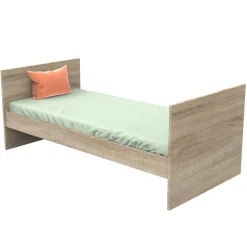 Sauthon                    Lit 140x70 évolutif en 90x200 et 140x200 Nova    Chêne Doré - Blanc Lin            70x140 cm
