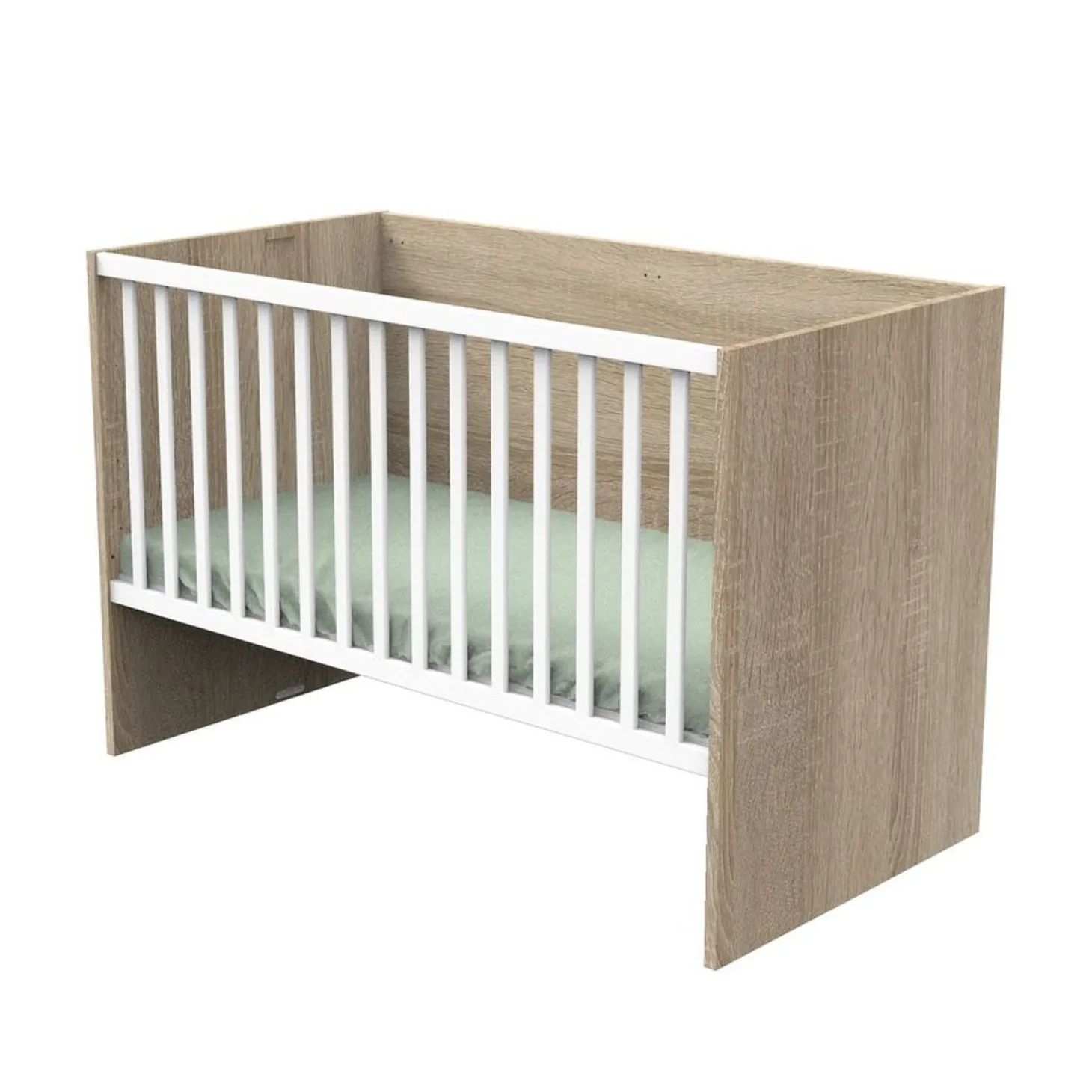 Sauthon Lit 140x70 évolutif en 90x200 et 140x200 Nova Chêne Doré - Blanc Lin 70x140 cm
