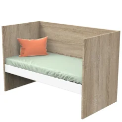 Sauthon Lit 140x70 évolutif en 90x200 et 140x200 Nova Chêne Doré - Blanc Lin 70x140 cm
