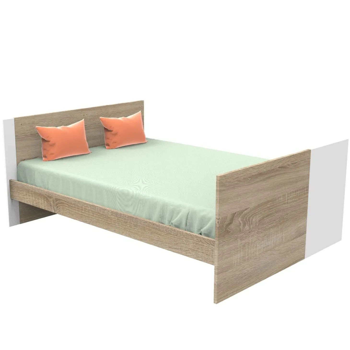 Sauthon Lit 140x70 évolutif en 90x200 et 140x200 Nova Chêne Doré - Blanc Lin 70x140 cm