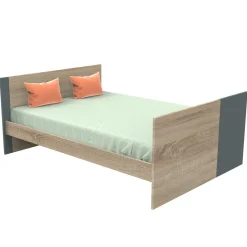 Sauthon                    Lit 140x70 évolutif en 90x190 et 140x190 Nova    Chêne Doré - Gris Volcan            70x140 cm