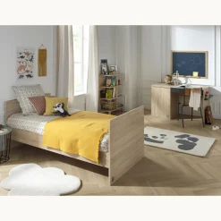 Sauthon                    Lit 140x70 évolutif en 90x190 et 140x190 Nova    Chêne Doré - Gris Volcan            70x140 cm