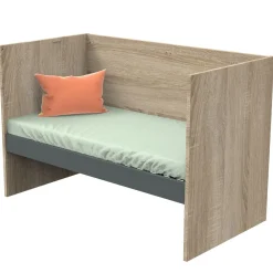Sauthon                    Lit 140x70 évolutif en 90x190 et 140x190 Nova    Chêne Doré - Gris Volcan            70x140 cm
