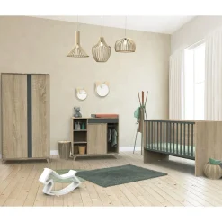 Sauthon                    Lit 140x70 évolutif en 90x190 et 140x190 Nova    Chêne Doré - Gris Volcan            70x140 cm