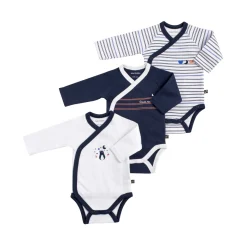 Sauthon                    Lot de 3 bodies  Baby Sailor    Bleu