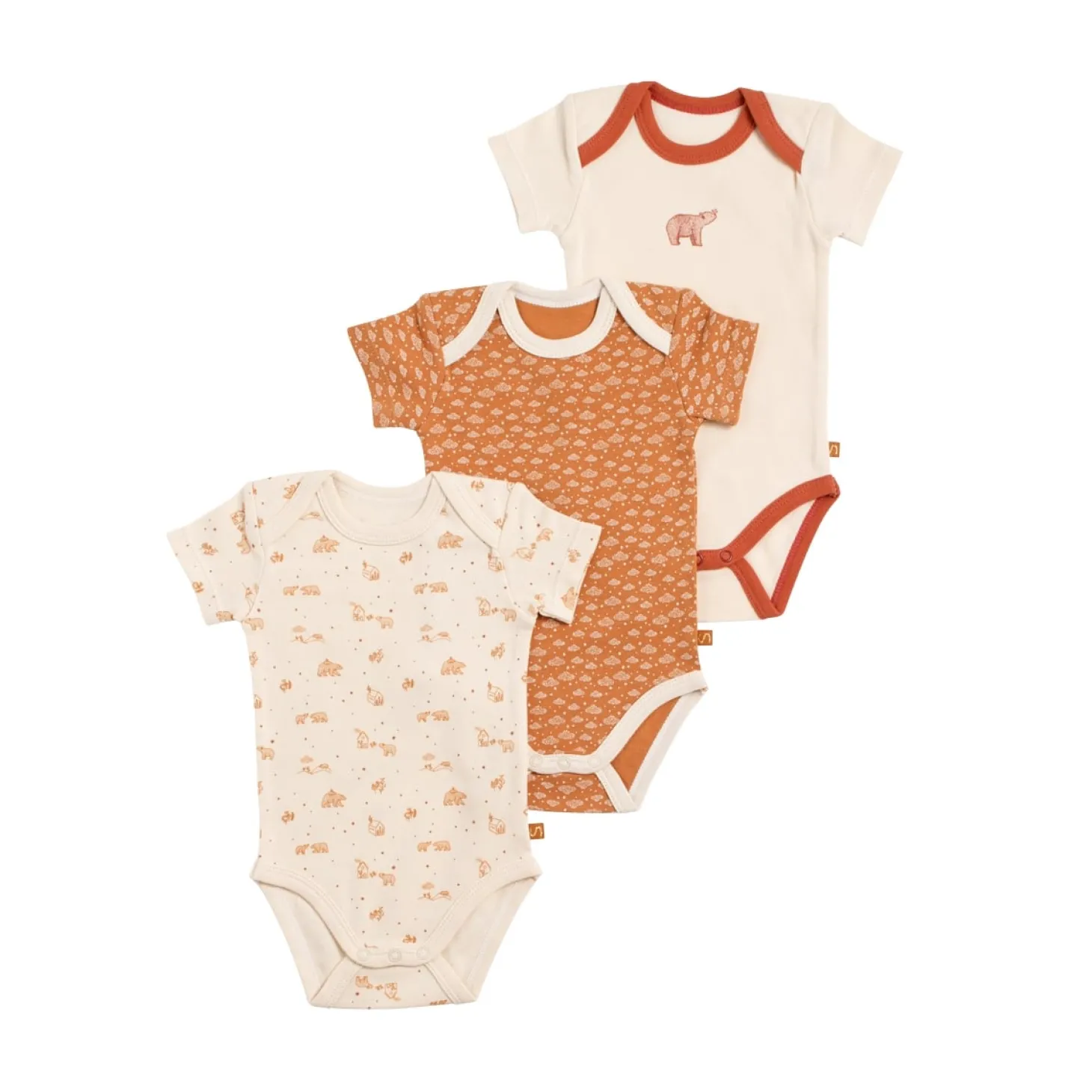 Sauthon Lot de 3 bodies manches courtes Orsino Beige 3 mois