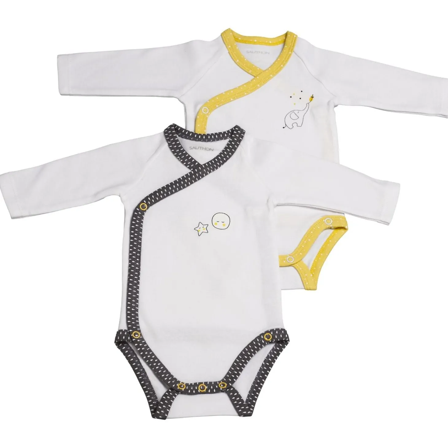 Sauthon Lot de 2 bodies Pluche et Pompon Mixte 1 mois
