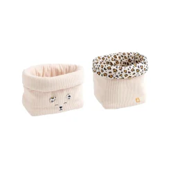 Sauthon Lot de 2 Panières Léopard Ecru/Noir/Caramel